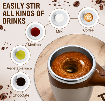 Automatic Self-Stirring Coffee Mug – Magnetic Mixing Stainless Steel Travel Cup with Lid