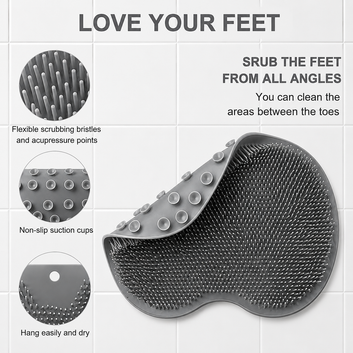 Premium Silicone Foot Scrubber & Massager Mat – Deep Cleansing, Exfoliating & Anti-Slip Shower Spa
